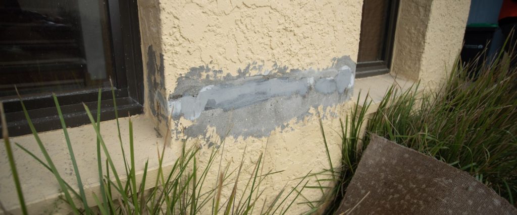 Crack on house filled with epoxy