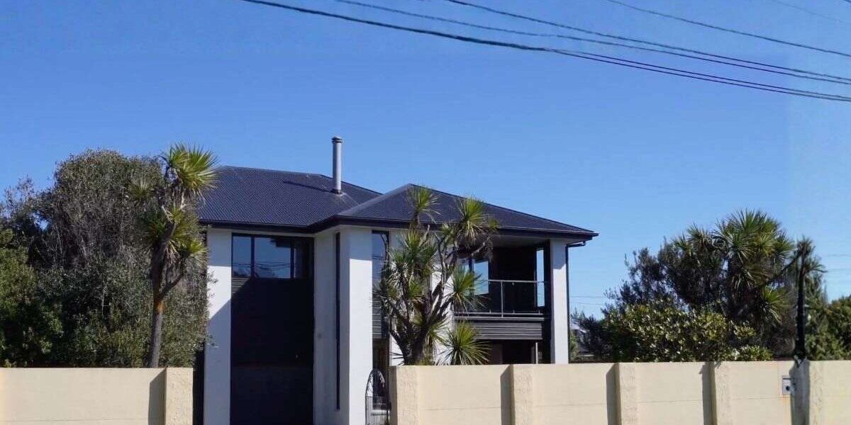 Wide shot of a property on marine parade Christchurch